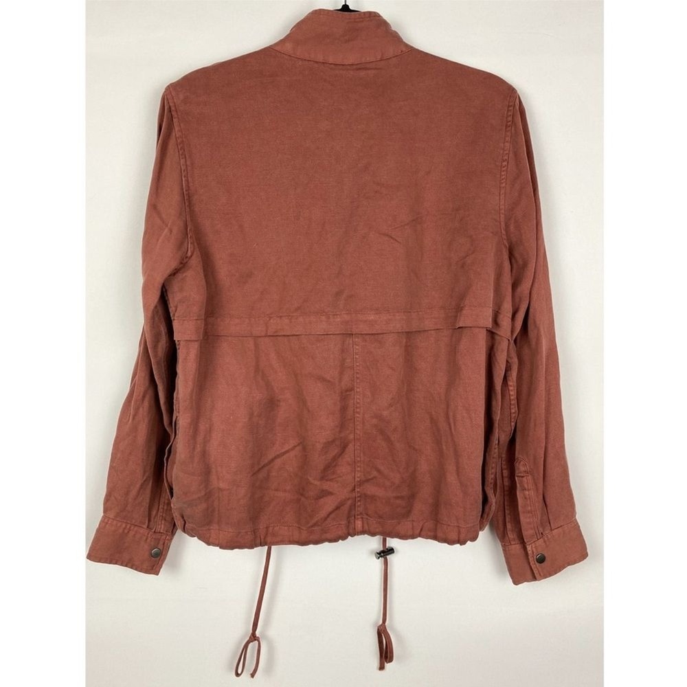 Rails Womens Collins Linen Blend Moto Jacket M Burgundy Moto Boho Guinevere Beck - Picture 6 of 10